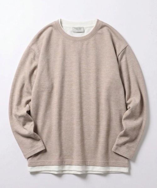 MARUKAWA(マルカワ)の「2026AW Knit Sew Fake Layered Plain Long Sleeve T-Shirt/ニットソー フェイクレイヤード 無地 ロンT 長袖Tシャツ(Tシャツ/カットソー・メンズ・ベージュ/ブラック/チャコール/ネイビー・M/L/LL)」の3枚目の写真
