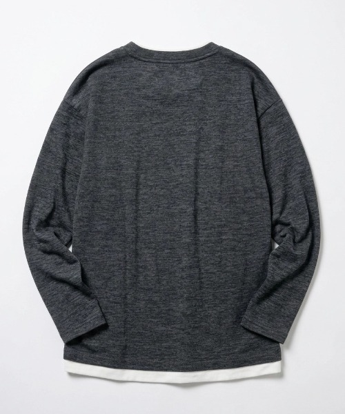 MARUKAWA(マルカワ)の「2026AW Knit Sew Fake Layered Plain Long Sleeve T-Shirt/ニットソー フェイクレイヤード 無地 ロンT 長袖Tシャツ(Tシャツ/カットソー・メンズ・ベージュ/ブラック/チャコール/ネイビー・M/L/LL)」の5枚目の写真