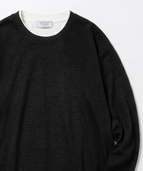 MARUKAWA(マルカワ)の「2026AW Knit Sew Fake Layered Plain Long Sleeve T-Shirt/ニットソー フェイクレイヤード 無地 ロンT 長袖Tシャツ(Tシャツ/カットソー・メンズ・ベージュ/ブラック/チャコール/ネイビー・M/L/LL)」の6枚目の写真