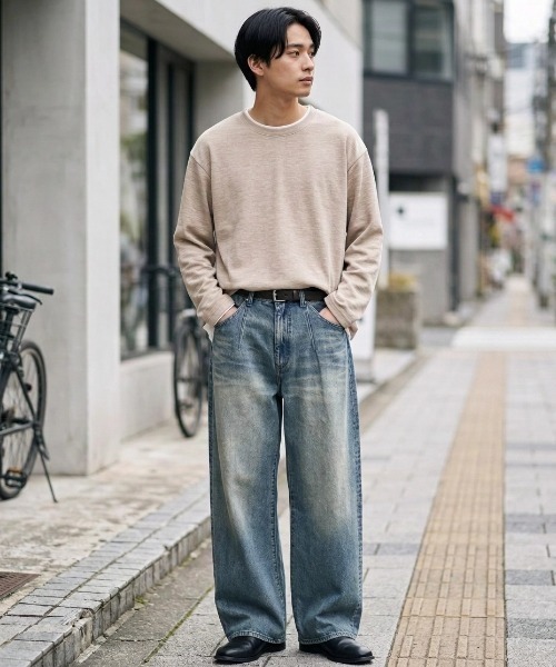 MARUKAWA(マルカワ)の「2026AW Knit Sew Fake Layered Plain Long Sleeve T-Shirt/ニットソー フェイクレイヤード 無地 ロンT 長袖Tシャツ(Tシャツ/カットソー・メンズ・ベージュ/ブラック/チャコール/ネイビー・M/L/LL)」の14枚目の写真