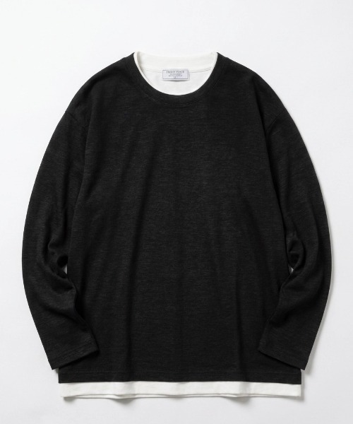 MARUKAWA(マルカワ)の「2026AW Knit Sew Fake Layered Plain Long Sleeve T-Shirt/ニットソー フェイクレイヤード 無地 ロンT 長袖Tシャツ(Tシャツ/カットソー・メンズ・ベージュ/ブラック/チャコール/ネイビー・M/L/LL)」の10枚目の写真