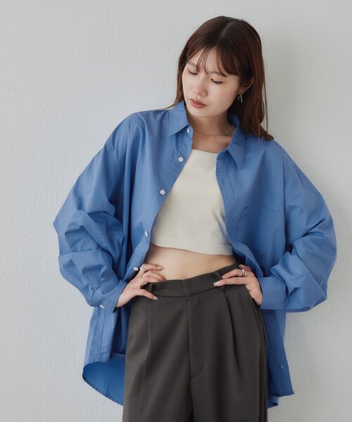 DISCOAT(ディスコート)の「【Enlude】ポプリンオーバーシャツ《ユニセックス》(シャツ/ブラウス・レディース・イエロー/ピンク/ブルー・MEDIUM/LARGE)」の8枚目の写真