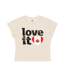 ヴィンテージハートカナダフラッグショート半袖Tシャツ（アイボリー）