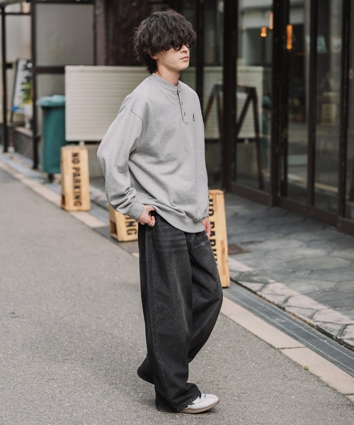 KANGOL(カンゴール)の「KANGOL カンゴール 別注コラボ オーバーサイズ裏起毛ワンポイントロゴ刺繍ヘンリーネックトレーナー(スウェット・メンズ・ピンク/チャコール/ブラウン/ネイビー/ホワイト/ブラック/杢グレー・L/M/XL)」の12枚目の写真