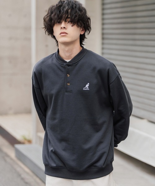 KANGOL(カンゴール)の「KANGOL カンゴール 別注コラボ オーバーサイズ裏起毛ワンポイントロゴ刺繍ヘンリーネックトレーナー(スウェット・メンズ・ピンク/チャコール/ブラウン/ネイビー/ホワイト/ブラック/杢グレー・L/M/XL)」の16枚目の写真