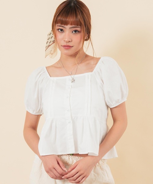 anap mimpi（アナップミンピ）の「パフスリーブフィットフレアブラウス（シャツ/ブラウス・レディース・ホワイト/ブラック・F）」の2枚目の写真