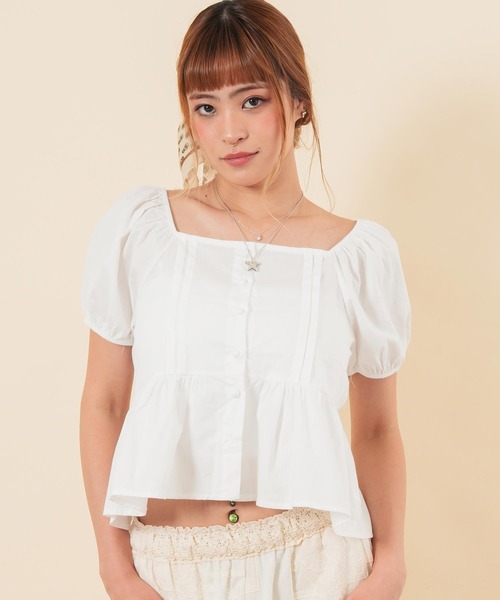 anap mimpi（アナップミンピ）の「パフスリーブフィットフレアブラウス（シャツ/ブラウス・レディース・ホワイト/ブラック・F）」の3枚目の写真