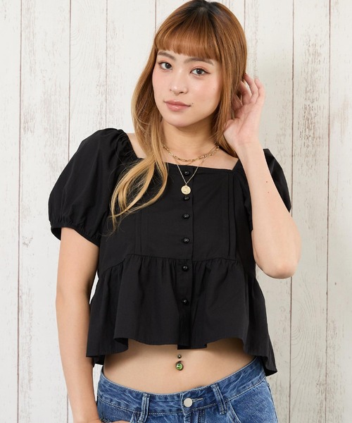 anap mimpi（アナップミンピ）の「パフスリーブフィットフレアブラウス（シャツ/ブラウス・レディース・ホワイト/ブラック・F）」の19枚目の写真