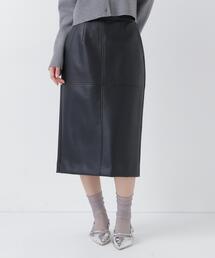 <CanCam.jp掲載>フェイクレザーミモレスカート