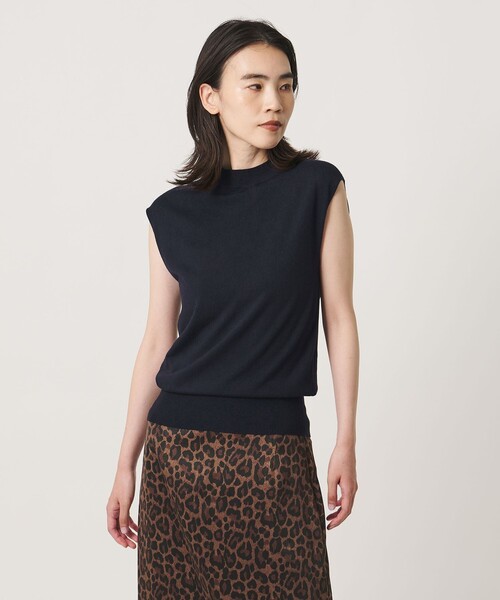 MARW UNITED ARROWS(マルゥ ユナイテッドアローズ)の「<MARW UNITED ARROWS>ハイネック フレンチスリーブ ニット(ニット/セーター・レディース・ネイビー/ダークオレンジ・FREE)」の2枚目の写真