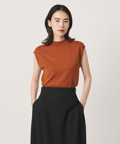 MARW UNITED ARROWS(マルゥ ユナイテッドアローズ)の「<MARW UNITED ARROWS>ハイネック フレンチスリーブ ニット(ニット/セーター・レディース・ネイビー/ダークオレンジ・FREE)」の3枚目の写真