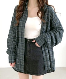 チェック柄シアーシャツ