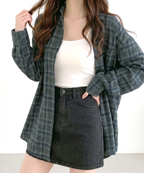 Riff(リフ)の「チェック柄シアーシャツ(シャツ/ブラウス・レディース・グリーン/ホワイト・FREE)」の14枚目の写真