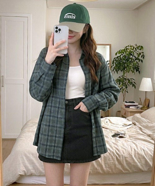 Riff(リフ)の「チェック柄シアーシャツ(シャツ/ブラウス・レディース・グリーン/ホワイト・FREE)」の8枚目の写真