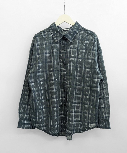 Riff(リフ)の「チェック柄シアーシャツ(シャツ/ブラウス・レディース・グリーン/ホワイト・FREE)」の10枚目の写真