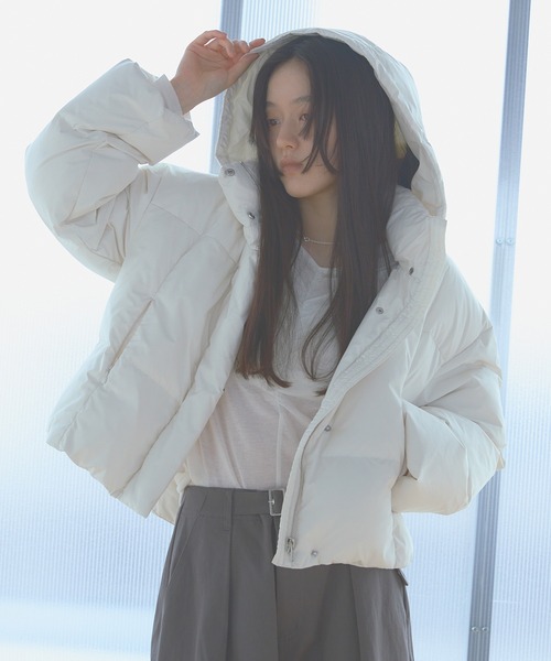 SENSE OF PLACE by URBAN RESEARCH(センスオブプレイスバイアーバンリサーチ)の「調温/撥水2WAYフードダウン(ダウンジャケット/コート・レディース・オフホワイト/チャコールグレー/ライトブルー・ONE)」の21枚目の写真