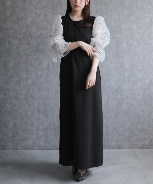 any day(エニーデイ)の「シアードットスリーブIラインワンピース(ワンピース・レディース・ホワイト×ブラック・F)」の19枚目の写真