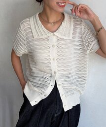 メッシュポロニットカーディガン