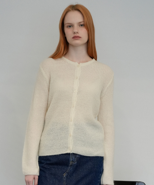 VLETI(ブレッティ)の「Mohair Round Knit Cardigan (Cream_beige)(カーディガン/ボレロ・レディース・ライトベージュ・FREE)」の1枚目の写真