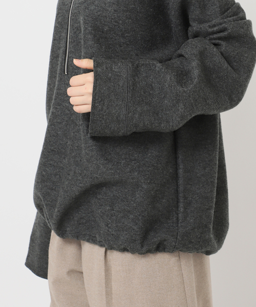 CITYSHOP（シティーショップ）の「《追加3》FELTED WOOL HALF ZIP TOP：カットソー（Tシャツ/カットソー・レディース・チャコールグレー/ホワイト・FREE）」の18枚目の写真