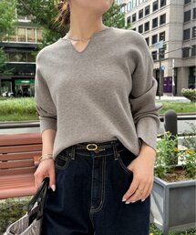 Jena espace merveilleux | ジャガードVネックニット(ニット/セーター)