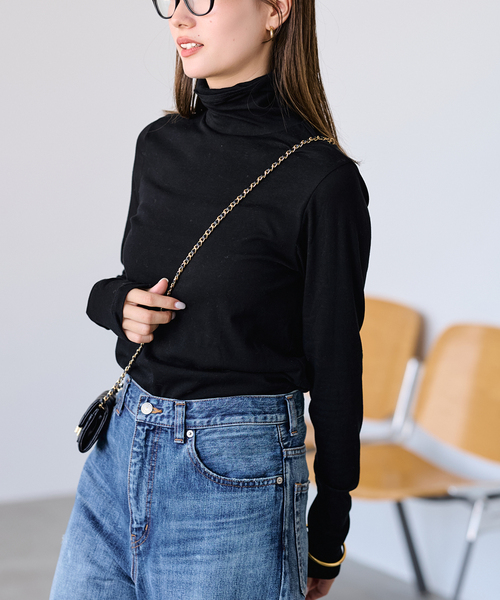 FRAMeWORK（フレームワーク）の「HTシアーストレッチタートル（Tシャツ/カットソー・レディース・ブラック/ベージュ/ホワイト/チャコールグレー・FREE）」の8枚目の写真