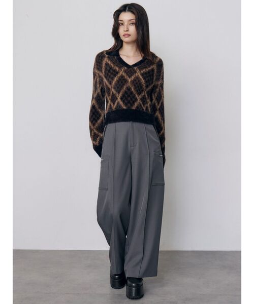 MURUA(ムルーア)の「シャギーチェックポロニット 秋服 冬服(ニット/セーター・レディース・ブラック/ボルドー/ベージュ・FREE)」の10枚目の写真