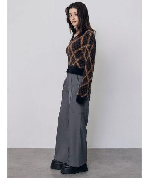 MURUA(ムルーア)の「シャギーチェックポロニット 秋服 冬服(ニット/セーター・レディース・ブラック/ボルドー/ベージュ・FREE)」の11枚目の写真