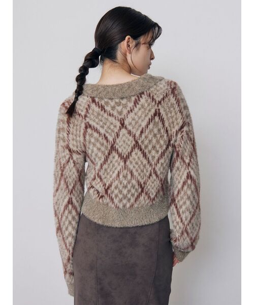 MURUA(ムルーア)の「シャギーチェックポロニット 秋服 冬服(ニット/セーター・レディース・ブラック/ボルドー/ベージュ・FREE)」の17枚目の写真