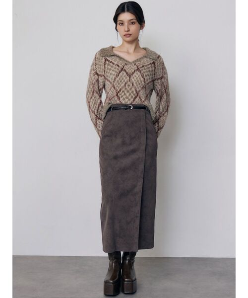 MURUA(ムルーア)の「シャギーチェックポロニット 秋服 冬服(ニット/セーター・レディース・ブラック/ボルドー/ベージュ・FREE)」の20枚目の写真