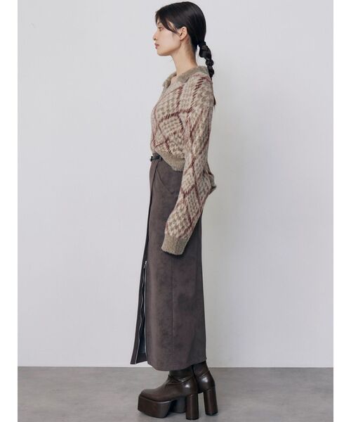 MURUA(ムルーア)の「シャギーチェックポロニット 秋服 冬服(ニット/セーター・レディース・ブラック/ボルドー/ベージュ・FREE)」の21枚目の写真
