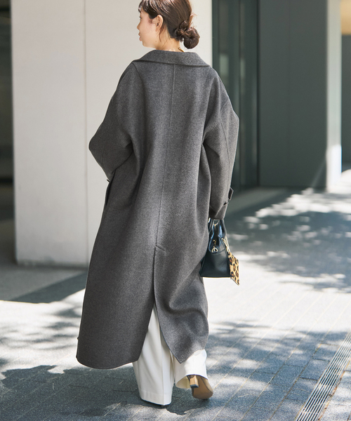 Spick & Span(スピックアンドスパン)の「スタンドカラーリバーロングコート(ノーカラーコート・レディース・チャコールグレー/ネイビー・38/36)」の15枚目の写真