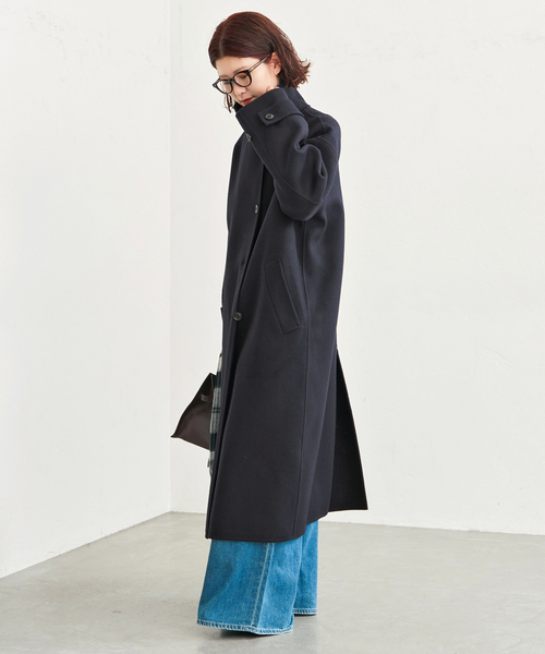 Spick & Span(スピックアンドスパン)の「スタンドカラーリバーロングコート(ノーカラーコート・レディース・チャコールグレー/ネイビー・38/36)」の18枚目の写真