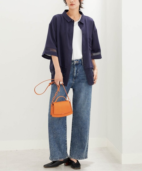 BELLUNA PLUS（ベルーナ）の「袖＆裾レースデザインブラウス（シャツ/ブラウス・レディース・ネイビー/アイボリー・LARGE/MEDIUM/X-LARGE）」の18枚目の写真