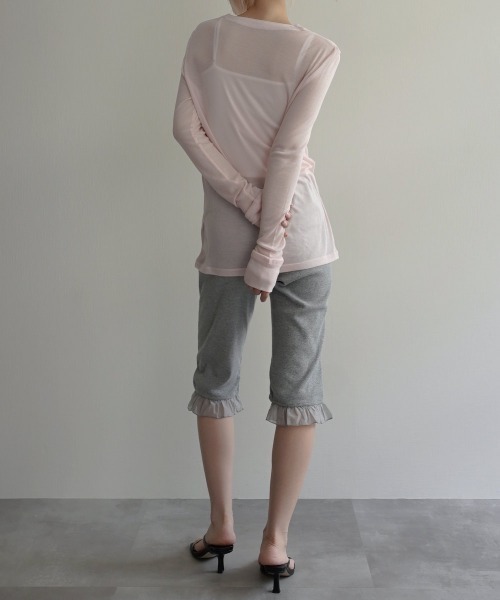 Rashik(ラシク)の「【Rashik】ヘンリーネックシアートップス(Tシャツ/カットソー・レディース・グレー/ホワイト/ブラック/ピンク・FREE)」の13枚目の写真