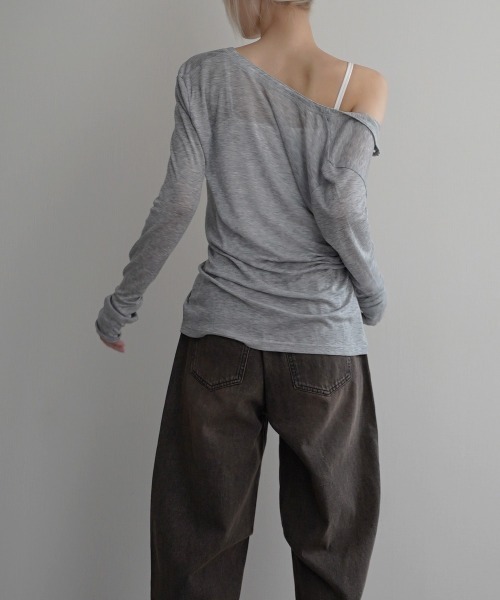 Rashik(ラシク)の「【Rashik】ヘンリーネックシアートップス(Tシャツ/カットソー・レディース・グレー/ホワイト/ブラック/ピンク・FREE)」の20枚目の写真