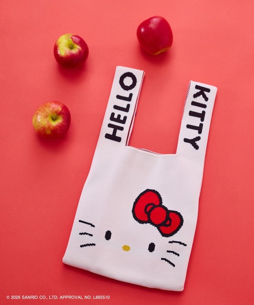 Jolly Poupee（ジョリープッペ）の「【HELLO KITTY】 ハローキティ ニットバッグ（トートバッグ・レディース・オフホワイト・FREE）」の3枚目の写真
