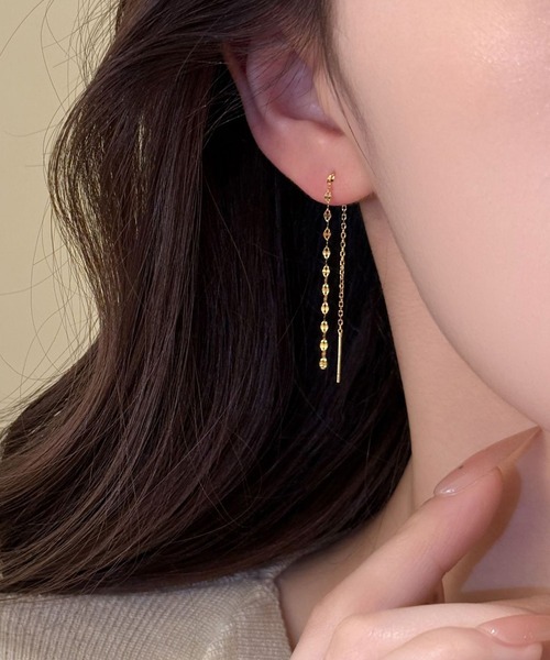 blackdia ocean(ブラックダイヤオーシャン)の「blackdia ocean ペタルチェーン ロングピアス S925(ピアス(両耳用)・レディース・シルバー/ゴールド・FREE)」の2枚目の写真