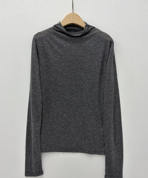 LYNTE(リンテ)の「シャドウ ハーフネックトップ(チャコール)(Tシャツ/カットソー・レディース・その他・FREE)」の1枚目の写真
