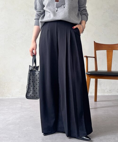 un dix cors(アンディコール)の「ジョーゼットサイドプリーツパンツ(その他パンツ・レディース・チャコールグレー/ブラック/モカ・FREE)」の6枚目の写真