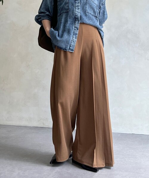 un dix cors(アンディコール)の「ジョーゼットサイドプリーツパンツ(その他パンツ・レディース・チャコールグレー/ブラック/モカ・FREE)」の19枚目の写真