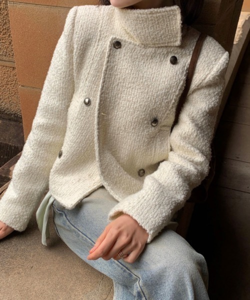 FAVORITO(ファヴォリート)の「スタンドカラーダブルブレストジャケット(その他アウター・レディース・ブラック/オフホワイト・F)」の18枚目の写真