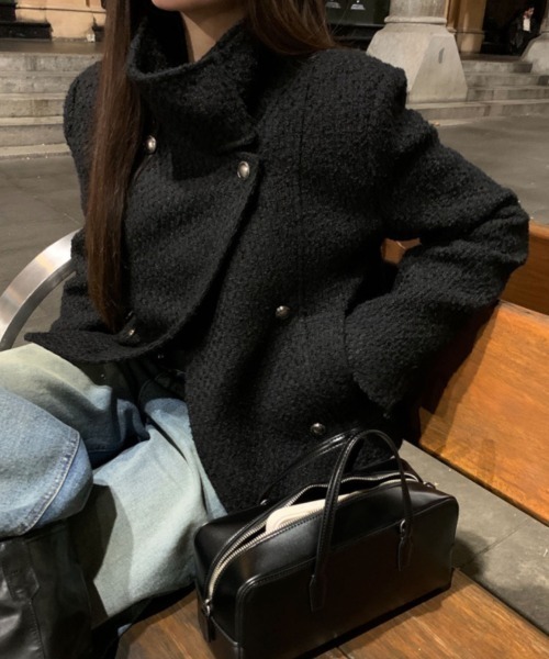 FAVORITO(ファヴォリート)の「スタンドカラーダブルブレストジャケット(その他アウター・レディース・ブラック/オフホワイト・F)」の12枚目の写真