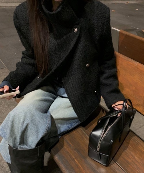 FAVORITO(ファヴォリート)の「スタンドカラーダブルブレストジャケット(その他アウター・レディース・ブラック/オフホワイト・F)」の13枚目の写真
