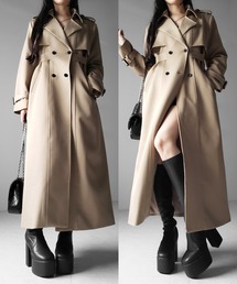 【 ２color 】ウエストマークレディロングトレンチコート ／ waistmark lady long trench coat