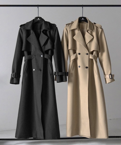 me+em select(ミームセレクト)の「【 2color 】ウエストマークレディロングトレンチコート / waistmark lady long trench coat(トレンチコート・レディース・ブラック/ベージュ・FREE)」の6枚目の写真