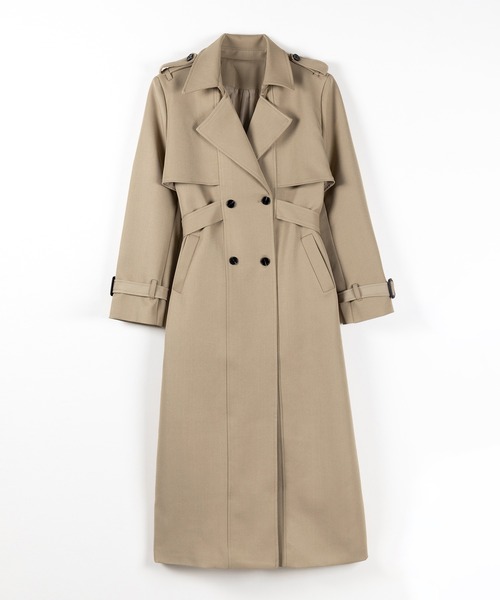me+em select(ミームセレクト)の「【 2color 】ウエストマークレディロングトレンチコート / waistmark lady long trench coat(トレンチコート・レディース・ブラック/ベージュ・FREE)」の3枚目の写真