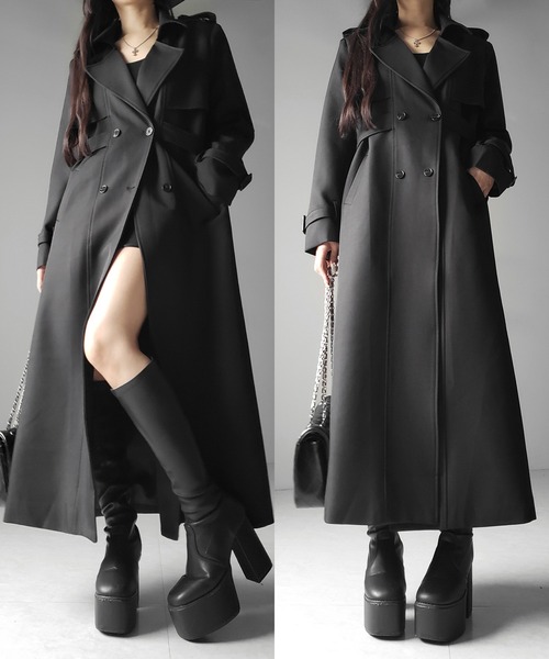 me+em select(ミームセレクト)の「【 2color 】ウエストマークレディロングトレンチコート / waistmark lady long trench coat(トレンチコート・レディース・ブラック/ベージュ・FREE)」の5枚目の写真