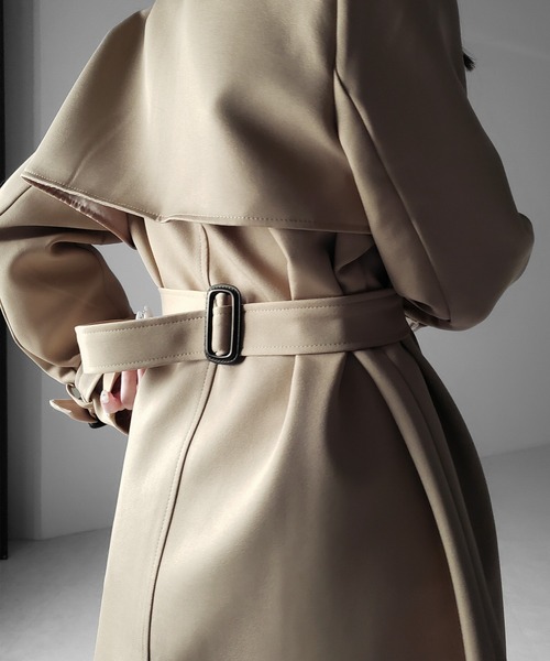 me+em select(ミームセレクト)の「【 2color 】ウエストマークレディロングトレンチコート / waistmark lady long trench coat(トレンチコート・レディース・ブラック/ベージュ・FREE)」の17枚目の写真
