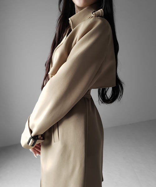 me+em select(ミームセレクト)の「【 2color 】ウエストマークレディロングトレンチコート / waistmark lady long trench coat(トレンチコート・レディース・ブラック/ベージュ・FREE)」の11枚目の写真